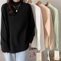 HQINT 여성 겨울티 오버핏 긴팔티셔츠 빅사이즈 심플 여자 티셔츠 티셔츠긴팔 긴팔티 겨울 베이직 데일리 기본티 ZB-49927