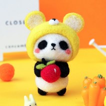 Panda팬더 양모 펠트 Poke Poke 음악 수제DIY 감압 재료 패키지 커플 선물로 손, panda리틀 라오 쑤 도구 배달 비디오