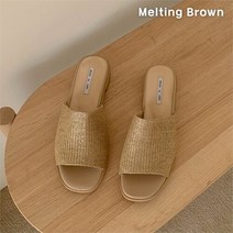 [멜팅브라운] 여성 심플 데일리 라탄 뮬 슬리퍼 3color