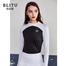 LPGA 골프웨어 여성 골프 류 여성용 긴팔 티셔츠 봄과 가 얇은 스포츠 슬림베이스 레이, 04 XL, 01 검정 흰색