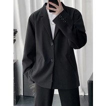 검정색 수트 블랙 셋업 맞춤 정장 빅사이즈 블레이저 남성 봄 세련된 잘 생긴 헐렁한 얼짱 패션 캐주얼 남성 одежда 청소년 올 매치 솔리드 심플 포켓 젊은 새로