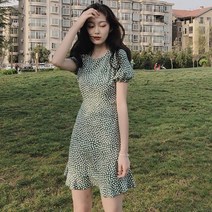 꽃 드레스 짧은 작은 허리 복고풍 슈퍼 요정 부드러운 바람 슬림 여름 2022 새로운