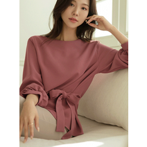 BLO016 리본 랩 셔링 소매 블라우스