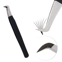My Lash Tools 속눈썹 연장용 섬유 팁 핀셋 메가 볼륨 팬용 전문 속눈썹 핀셋 곡선형 90도 부츠 각진 팁 트위저(블랙), 검은색
