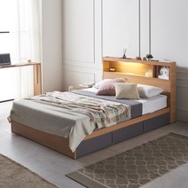 동서가구 이즈 카이 LED 수납침대 D형+본넬매트 포함, 오크그레이