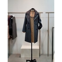 [W몰 막스카라] M24QWH381 니트 후드 더블브레스트 울 코트