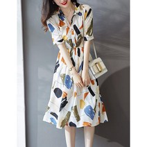 여름반팔원피스 거물급 전문점 궤짝을 치우다 새는 것을 줍다 고급 슬림핏 우아한 여성 4942796474