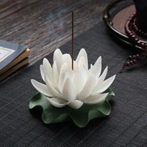 T세라믹 수공예 스틱 향 버너 시뮬레이션 연꽃 홀더 장식품 선 아로마 테라피 차 사무실 영적, 11 WhiteB