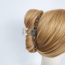 투명 롱 일자 13 cm 진주 큐빅 하리보 빅 사이즈 올림머리 헤어집게핀