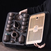 휴대용 차 세트 캠핑 차 트레이, D