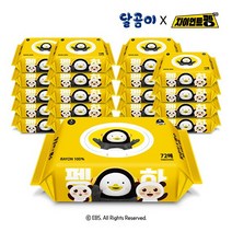 [달곰이 X 펭수] 에코 프렌즈 레이온 100% 친환경 아기 물티슈 캡형 20팩, 없음