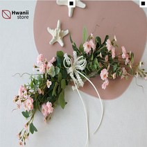 풀잎 풍성한연출 레이스리본 리본가렌터 꽃가렌더, 화이트