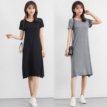 아기엄마 면스판 캐주얼 반팔 원피스 휴향지룩 데일리룩 20대여자
