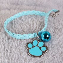 왈가독 강아지 고양이 무료각인 발바닥 인식표 이름표 목걸이형, 연블루