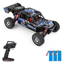 GoolRC Wltoys 124018 1에서 12 2.4GHz 시속 60km 사륜구동 알루미늄 합금 섀시 아연 기어 사막 트럭, 배터리 3개
