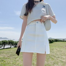 중청 진청 짧은 그레이 데님 쇼트 청치마 쇼트 미니 캐주얼 하이웨이스트 스커트 구제 스타일리쉬