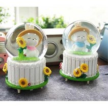 워터볼 LED조명 귀여운 캐릭터 오르골 오르골소품, 선택사항_핑크스카프