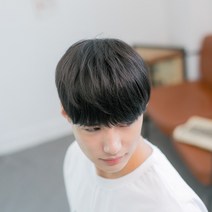 남자 앞머리가발 내츄럴뱅 부분가발 인모믹스 숱보충 m자커버, 슈페리어원사, 내츄럴블랙