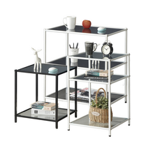 심플 모듈선반 모듈가구 테이블 수납장 장식장 진열장 강화유리 인테리어가구, E6040, 블랙