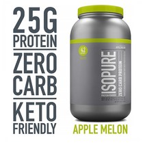 Isopure Zero Carb Keto Friendly Protein Powder 이소퓨어 제로 카브 케토 프로틴 파우더 애플 멜론맛 3lb(1.36kg), 1개, 1
