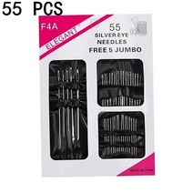10pc 가죽 공예 DIY 핸드 바느질 바늘 BigEye 수동 자수 도구 스티치 패브릭 크로스 블런트 파인트 니트 골무 키트, J 55PCS