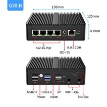 인텔 셀러론 N5105/N5100 소프트 라우터 팬리스 미니 PC 4x i225 2.5G LAN pfSense 방화벽 기기 2xDDR4 OPNsense, Celeron N5105, 미국, 8GB 512GB