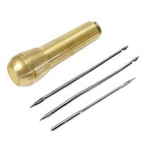 4 조각 캔버스 가죽 재봉 Awl 테이퍼 스티치 바늘 금속 손잡이 핸드 크로 셰 뜨개질 스티칭 DIY 공예 텐트 신발 수리 도구