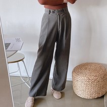모노치코 원버튼 핀턱 와이드 슬랙스