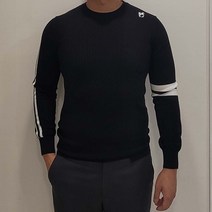 남여 공용 꽈배기 라운드 긴팔 니트 기능성 스판 커플 골프웨어 블랙 그레이 빅사이즈 코디