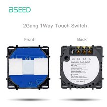 전기장비 소모품 BSEED 벽 조명 스위치 유리 패널 부품 화이트 터치 기능 EU 소켓 전원 콘센트, 2G 1W Switch Part