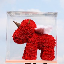 장미꽃 영생화 곰돌이 공공의 어린 선물세트 발렌타인데이 커플 유별나 수반 여자 친구에게선물 퀄리티 2603776891, 클래식 레드 엔젤 지 날개 유니콘 _