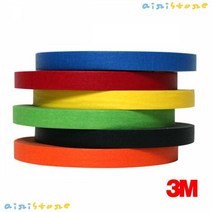[airistore] 3M 칼라 종이 마스킹테이프 12mm x 40M 6색 택1, 3M 흑색