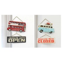 매장 출입구 사인보드 빈티지버스 미니간판 작은푯말 팻말 카페, 블루