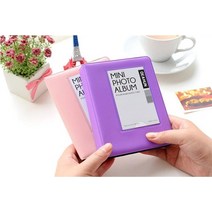 포토북 앨범 포카 포토 사진 북 수집 64 포켓 fujifilm instax mini liplay 11 9 8 7s 70 25 90 인스턴트 카메라 필름 카드 홀더 용 3 인치, b 보라색