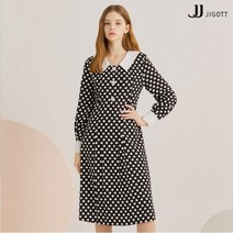 JJ지고트 배색 칼라 펄버튼 도트 원피스 GLAP0OP32