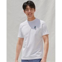 [21SS 헤지스 골프 남성]화이트 남성용 패딩턴 자수 라운드 티셔츠HUTS1B916OW