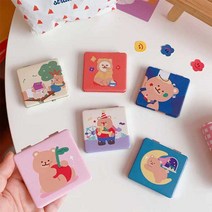 차이온 귀여운 곰 캐릭터 양면거울 손거울 확대경, 낮잠베어