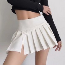 여성용 스플릿 플리츠 스커트 하이 웨이스트 A 라인 슬림 미니 그레이 프레피 테니스 빈티지 한국 캐주얼 여름