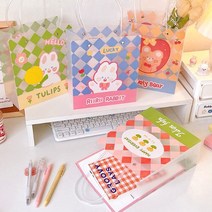 귀여운 캐릭터 반투명 쇼핑백 선물 포장 가방 PVC, 퍼플튤립