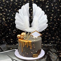 NMAS Angel Wings Cake Topper Swan Feather Decorations Romantic Design For Birthday Wedding Baby Show, 1