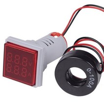 스퀘어 LED 디지털 전압계 전류계 신호등 전압 전류 콤보 미터 표시기 AC 60-500V 1-100A 측정, 빨간_AC 500V 100A