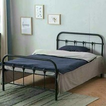 케이로 유럽스타일 블랙 화이트철제 침대프레임 심플한 철제 싱글 침대 프레임 원룸 호텔 싱글침대, 180 x 200 + 20CM스테인레스 스프링