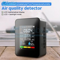 가스탐지기 aideepen co2 미터 5 in 1 감지기 휴대용 온도 습도 lcd 디지털 다기능 tvoc hcho 공기 품질 모니터, 검은색