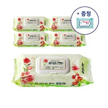 효랑 물티슈 엠보 캡형 60매입 빅사이즈 (20 x 30cm) / 손세정물티슈1팩증정, 5팩