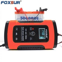 폭서 FOXSUR 자동차 오토바이 자동 스마트 배터리 충전기 12V 12AH 36Ah 45AH 60AH 100AH 펄스 수리 LCD 디스플레이, US-Plug, 1개