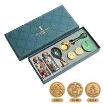 실링왁스 인장 실링 비즈왁스 도장 스탬프 빈티지 씰링 왁스 타블렛 비즈 캔들 분리형 스푼 스토리지 박스 키트 세트 diy 봉투 초대장 공예, 청동