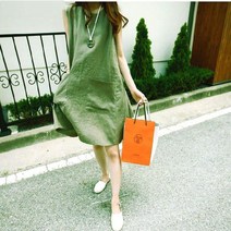 2023 면마 원피스 여름 루즈핏 빅사이즈 민소매 원피스 a라인 스커트 Whr0564