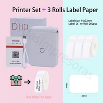 메모 프린터 프린터기 사진 NiimbotD110 미니 포켓 감열식 라벨 메이커 기계 올인원 DIY 날짜 스티커 용지, 12 Add 3 Rolls 14x22