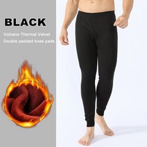 폴리에스테르무릎보호대 바디 긴 레깅스 필링 바지 남성용 따뜻한 양모 허리 코튼 무릎 보호대, 01 Black_03 XXL