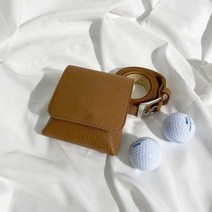 필드에나 여성 골프파우치 골프힙색 벨트 골프공 주머니, 사각포켓, 브라운(사각포켓)